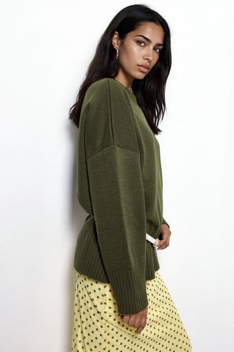 Oversized Rundhalsausschnitt Strickpullover - Image 2