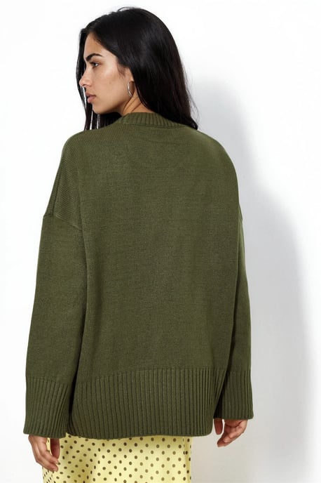 Oversized Rundhalsausschnitt Strickpullover - Image 3