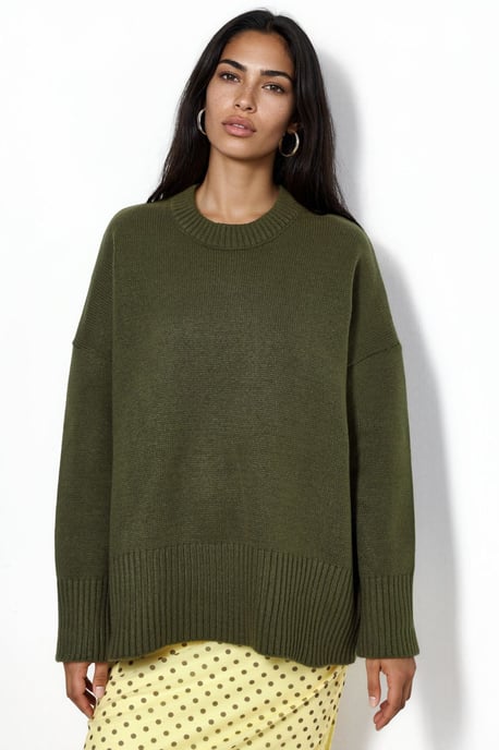 Oversized Rundhalsausschnitt Strickpullover - Image 6