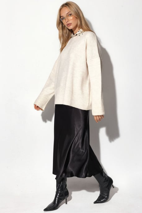 Oversized Rundhalsausschnitt Strickpullover - Image 2