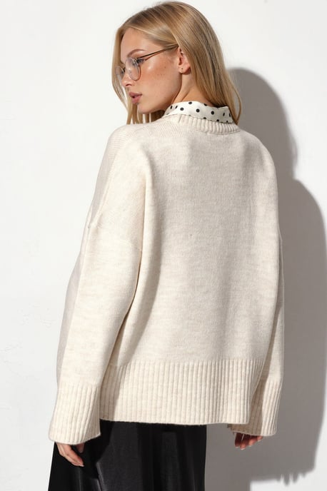 Oversized Rundhalsausschnitt Strickpullover - Image 3