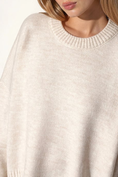 Oversized Rundhalsausschnitt Strickpullover - Image 4