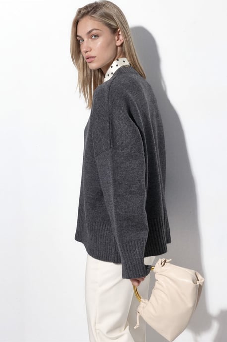 Oversized Rundhalsausschnitt Strickpullover - Image 2