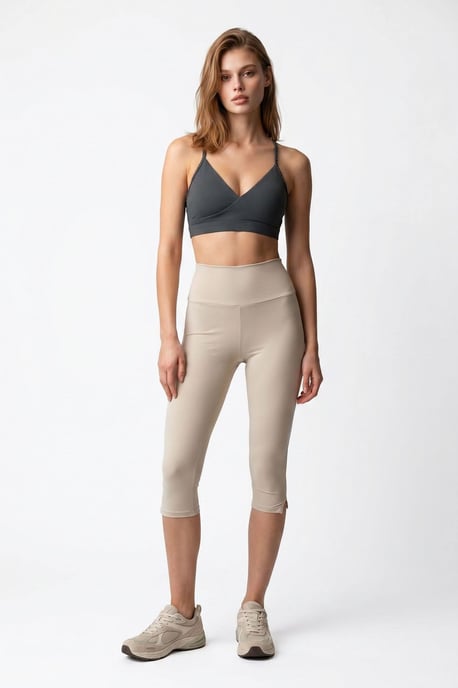 Hochtaillierte Capri-Leggings mit Schlitz - Image 1