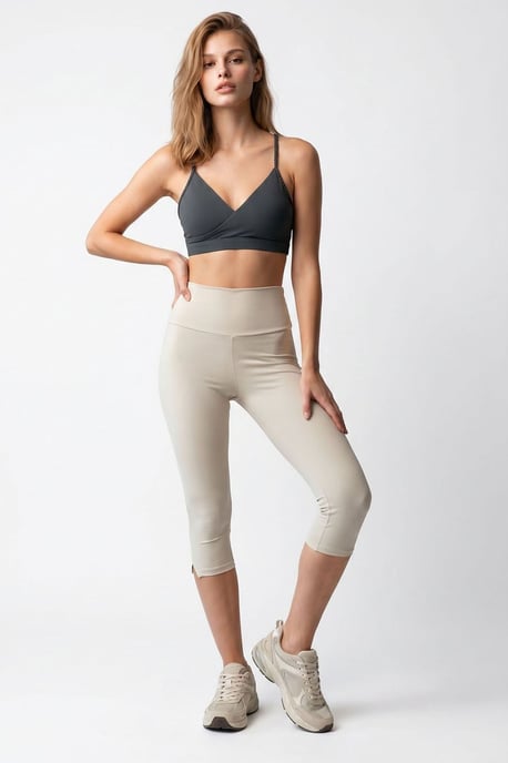 Hochtaillierte Capri-Leggings mit Schlitz - Image 3