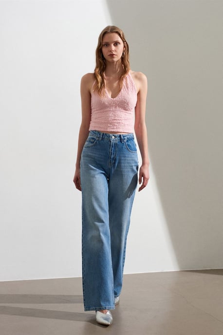 Damen Spitze Neckholder Crop Bluse - Image 4