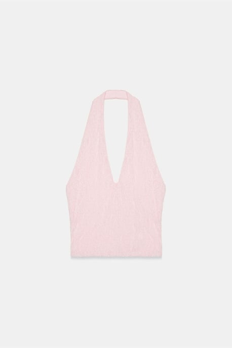 Damen Spitze Neckholder Crop Bluse - Image 5
