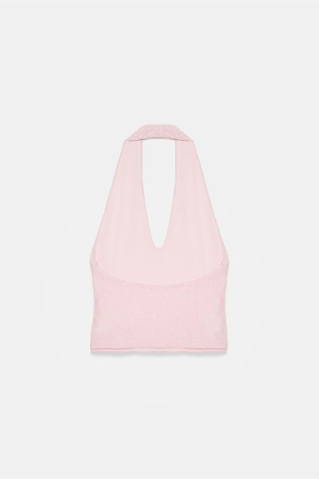 Damen Spitze Neckholder Crop Bluse - Image 6