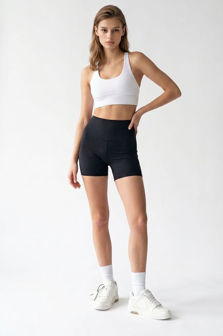 Hochtaillierte Skinny-Radshorts - Image 2