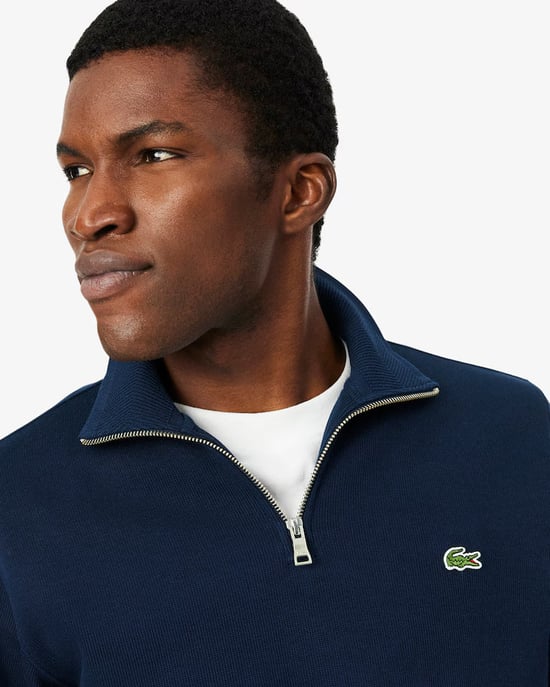Sweat zip col montant coton Lacoste Pour Homme en Bleu Marine - Image 3