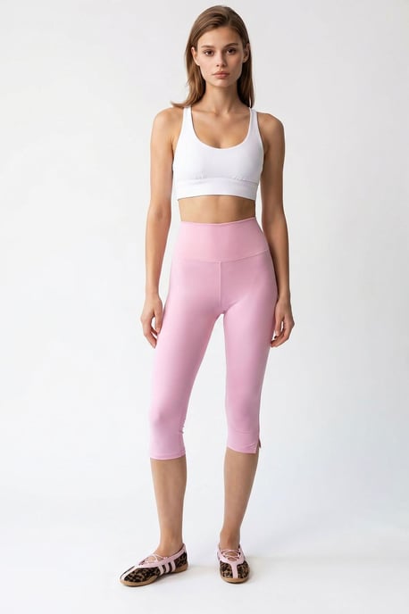 Hochtaillierte Capri-Leggings mit Schlitz - Image 1