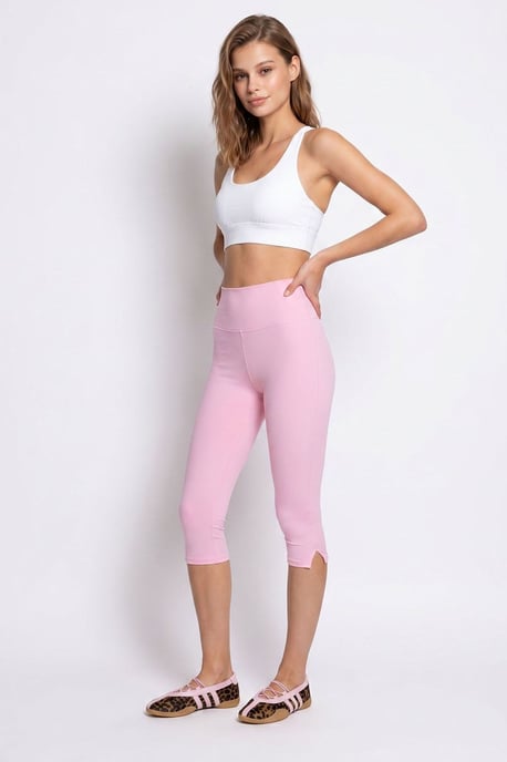 Hochtaillierte Capri-Leggings mit Schlitz - Image 3