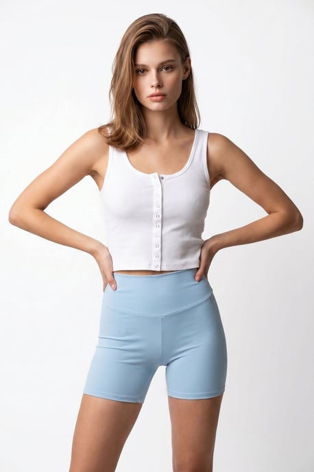 Hochtaillierte Skinny-Radsportshorts - Image 1