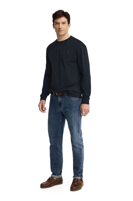 Langärmliges T-Shirt marineblau mit geradem Schnitt und Rigby Go Stickerei - Image 4