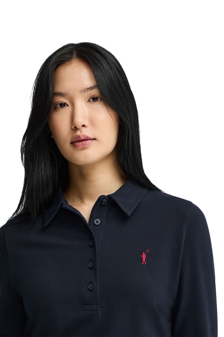 Langärmliges Poloshirt marineblau im Slim Fit mit Rigby Go Stickerei - Image 2