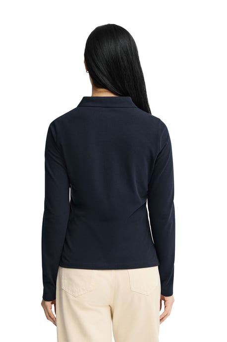 Langärmliges Poloshirt marineblau im Slim Fit mit Rigby Go Stickerei - Image 3