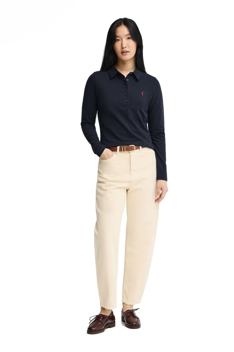 Langärmliges Poloshirt marineblau im Slim Fit mit Rigby Go Stickerei - Image 4