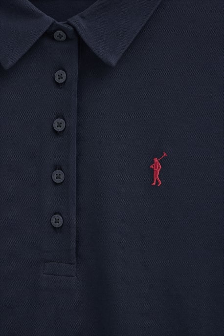 Langärmliges Poloshirt marineblau im Slim Fit mit Rigby Go Stickerei - Image 5