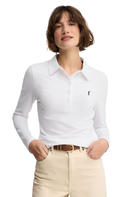 Langärmliges Poloshirt weiß im Slim Fit mit Rigby Go Stickerei - Image 1
