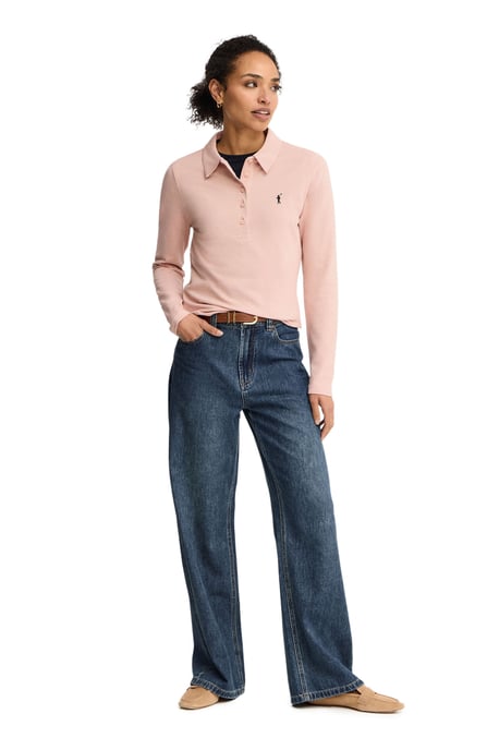 Langärmliges Poloshirt blassrosa im Slim Fit mit Rigby Go Stickerei - Image 4