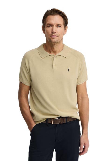 Kurzärmliger Pullover beige mit Polokragen und Rigby Go Logo - Image 1