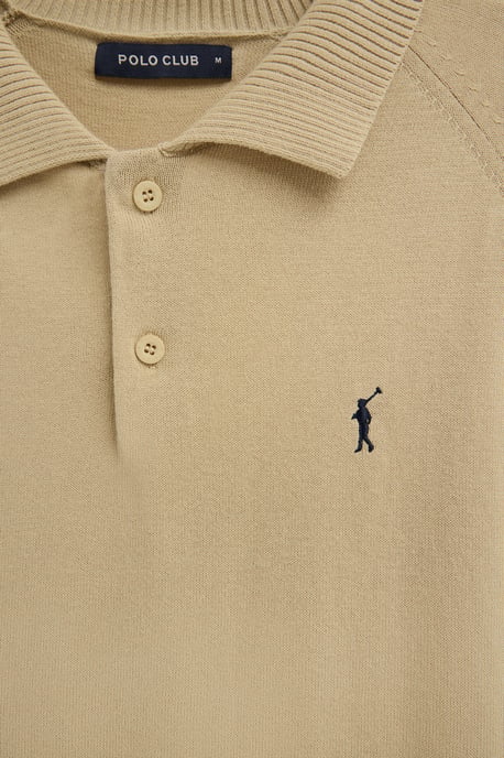 Kurzärmliger Pullover beige mit Polokragen und Rigby Go Logo - Image 5