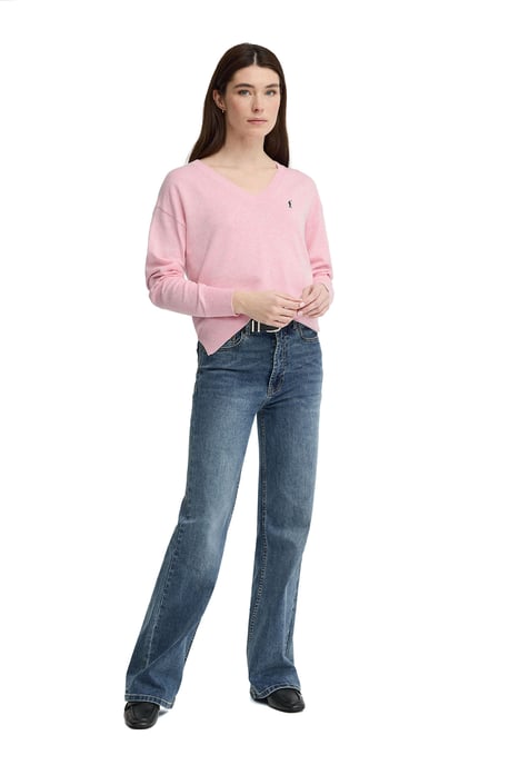 Pullover rosa mit V-Kragen und Rigby Go Logo - Image 4