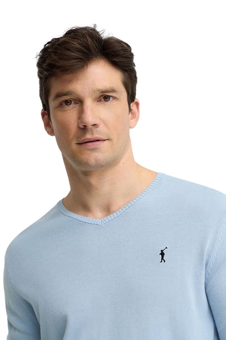 Pullover hellblau mit V-Kragen und Rigby Go Stickerei - Image 2