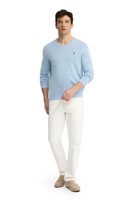Pullover hellblau mit V-Kragen und Rigby Go Stickerei - Image 4