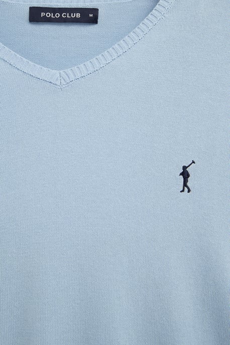 Pullover hellblau mit V-Kragen und Rigby Go Stickerei - Image 5