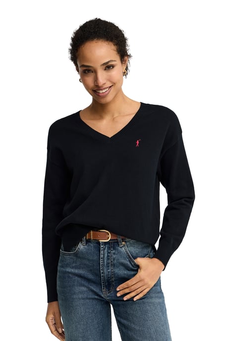Pullover marineblau mit V-Kragen und Rigby Go Logo - Image 1