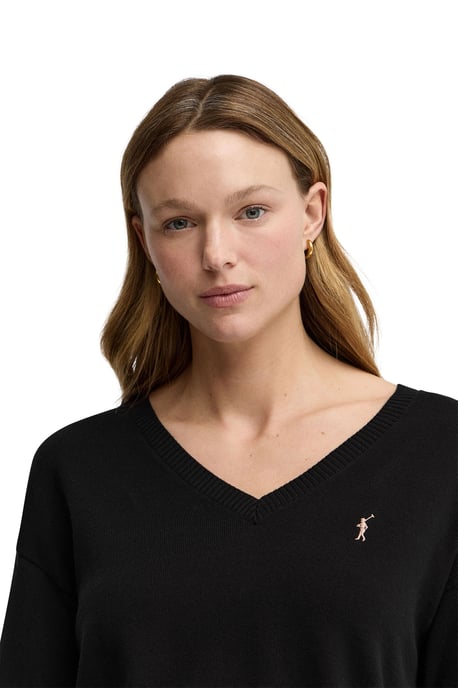 Pullover schwarz mit V-Kragen und Rigby Go Logo - Image 2