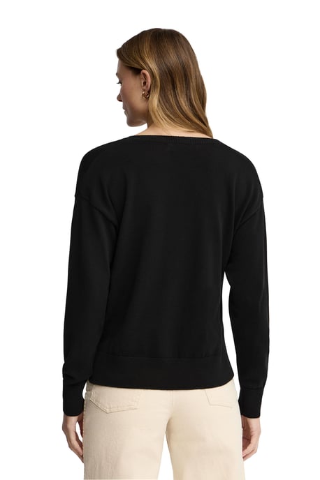 Pullover schwarz mit V-Kragen und Rigby Go Logo - Image 3