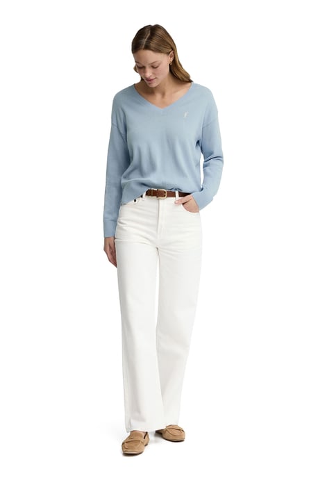 Pullover hellblau mit V-Kragen und Rigby Go Logo - Image 4