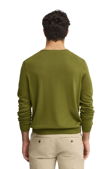 Pullover moosgrün mit V-Kragen und Rigby Go Stickerei - Image 3