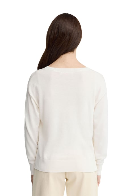 Pullover ecru mit V-Kragen und Rigby Go Logo - Image 3