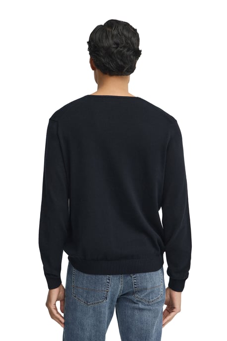 Pullover marineblau mit V-Kragen und Rigby Go Stickerei - Image 3