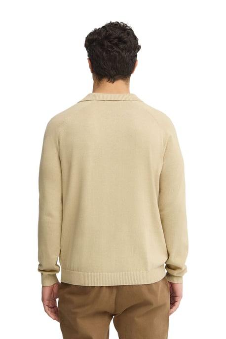 Pullover beige mit geknöpftem Polokragen und Rigby Go Logo - Image 3