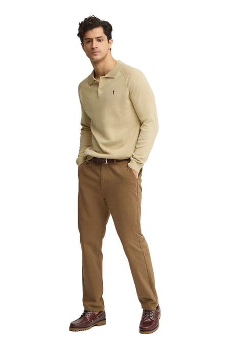 Pullover beige mit geknöpftem Polokragen und Rigby Go Logo - Image 4