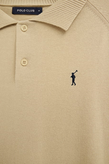 Pullover beige mit geknöpftem Polokragen und Rigby Go Logo - Image 5