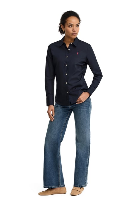Hemd aus Popeline marineblau im Slim Fit mit Rigby Go Stickerei - Image 4