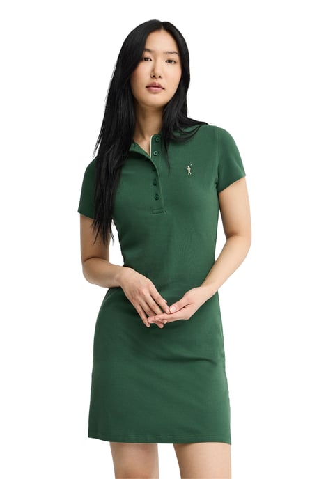 Kurzes Kleid flaschengrün mit kurzen Ärmeln, Polokragen und Rigby Go Logo - Image 1