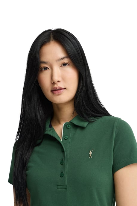 Kurzes Kleid flaschengrün mit kurzen Ärmeln, Polokragen und Rigby Go Logo - Image 2