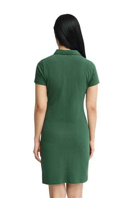 Kurzes Kleid flaschengrün mit kurzen Ärmeln, Polokragen und Rigby Go Logo - Image 3