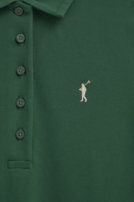 Kurzes Kleid flaschengrün mit kurzen Ärmeln, Polokragen und Rigby Go Logo - Image 5