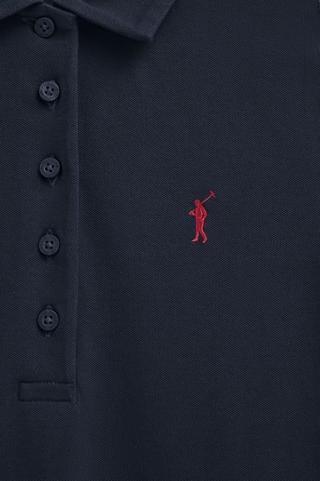 Kurzes Kleid-Shirt marineblau mit kurzen Ärmeln, Polokragen und Rigby Go Logo - Image 5