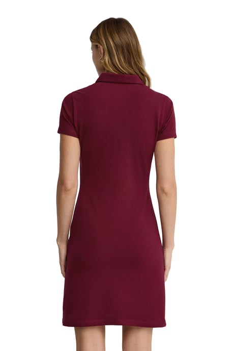 Kurzes Kleid granatrot mit kurzen Ärmeln, Polokragen und Rigby Go Logo - Image 3