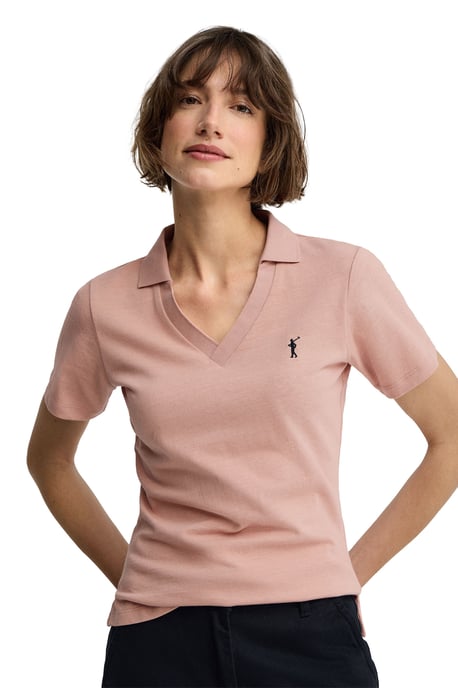 Cotolino-Poloshirt blassrosa mit knopflosem Kragen und Rigby Go Stickerei - Image 1