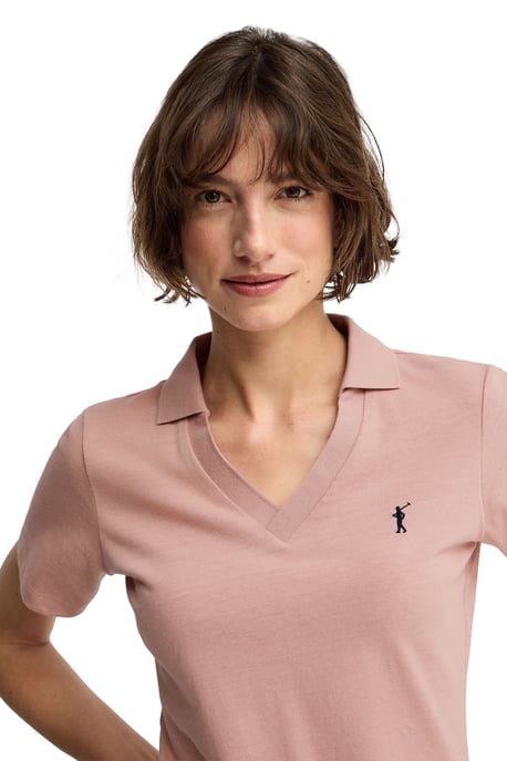 Cotolino-Poloshirt blassrosa mit knopflosem Kragen und Rigby Go Stickerei - Image 2
