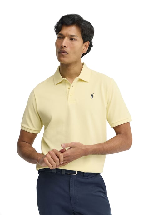 Kurzärmliges Poloshirt hellgelb mit gesticktem Rigby Go Logo - Image 1